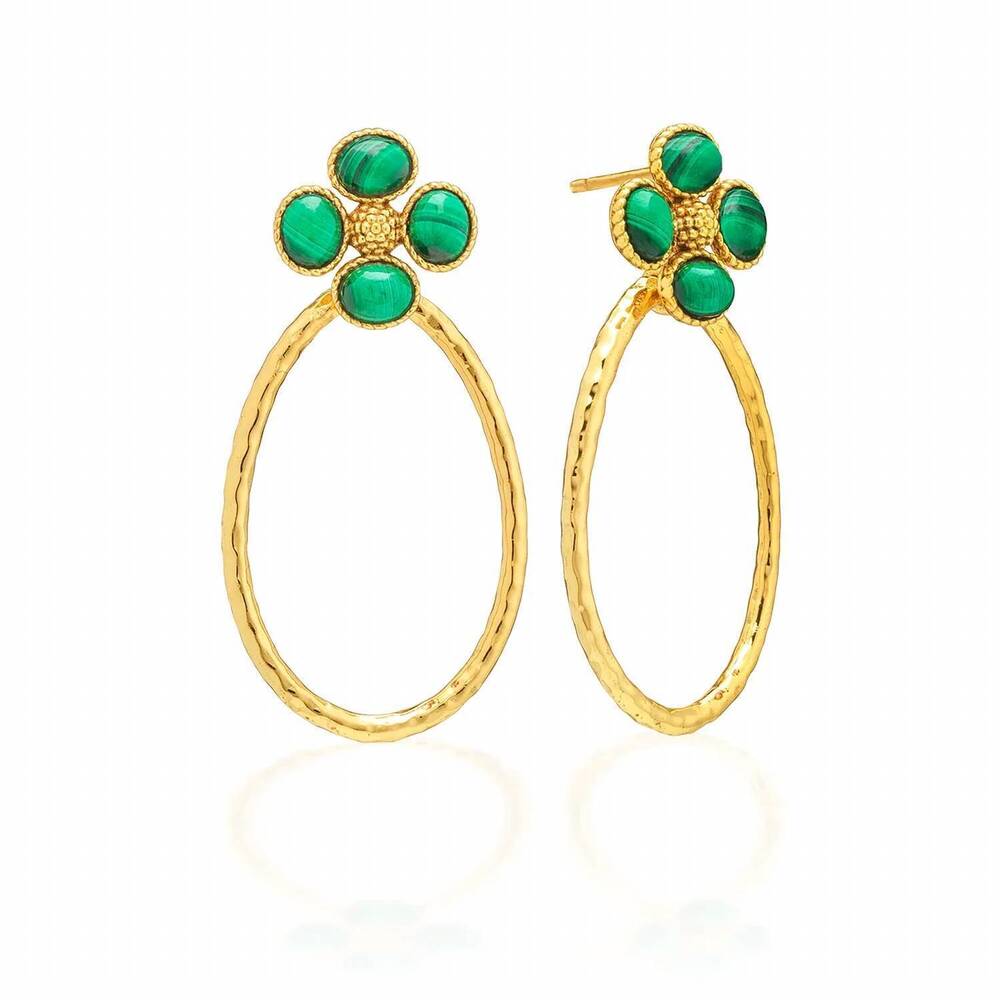 NEW CAPUCINE DE WULF women's berry clover teardrop earrings in malachite